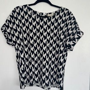 Black and white patterned blouse
